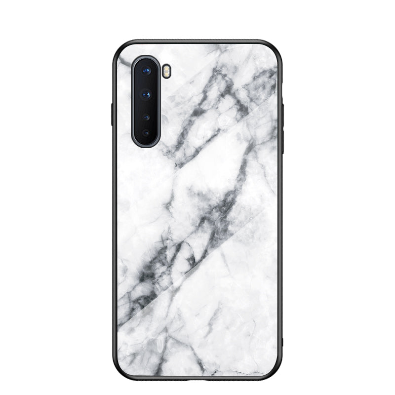 Marble Pattern Tempered Glass + PC + TPU Cell Phone Cover for OnePlus Nord