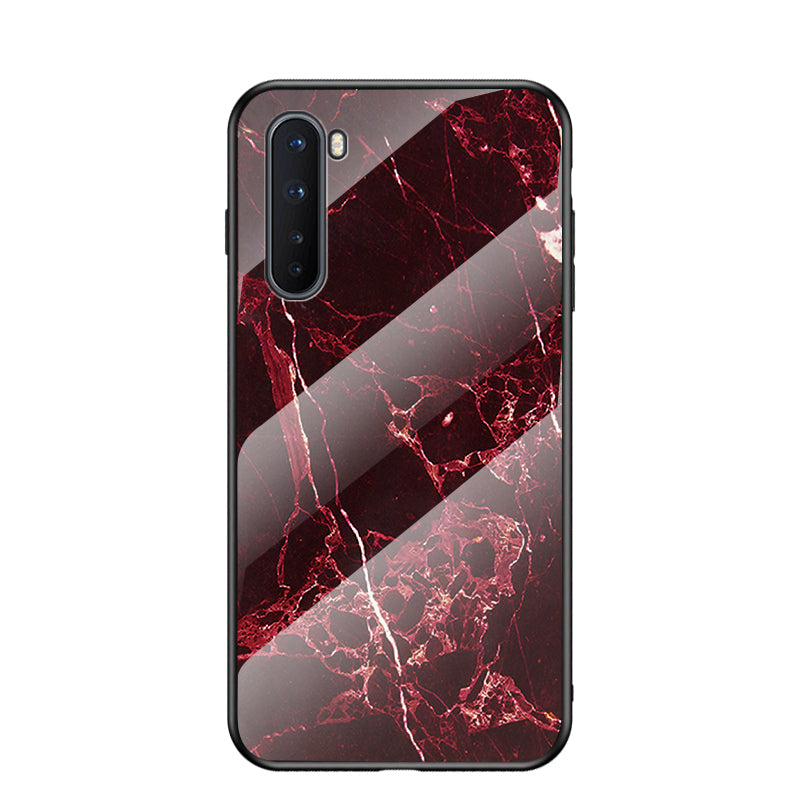 Marble Pattern Tempered Glass + PC + TPU Cell Phone Cover for OnePlus Nord