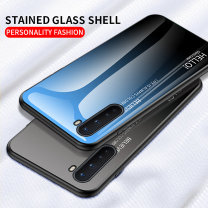 Gradient Color Tempered Glass + PC + TPU Hybrid Shell Protection Case for OnePlus Nord