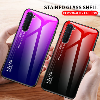 Gradient Color Tempered Glass + PC + TPU Hybrid Shell Protection Case for OnePlus Nord