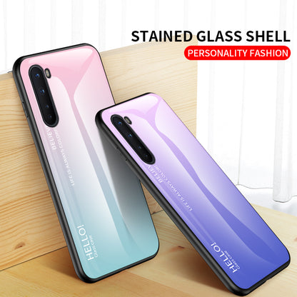 Gradient Color Tempered Glass + PC + TPU Hybrid Shell Protection Case for OnePlus Nord