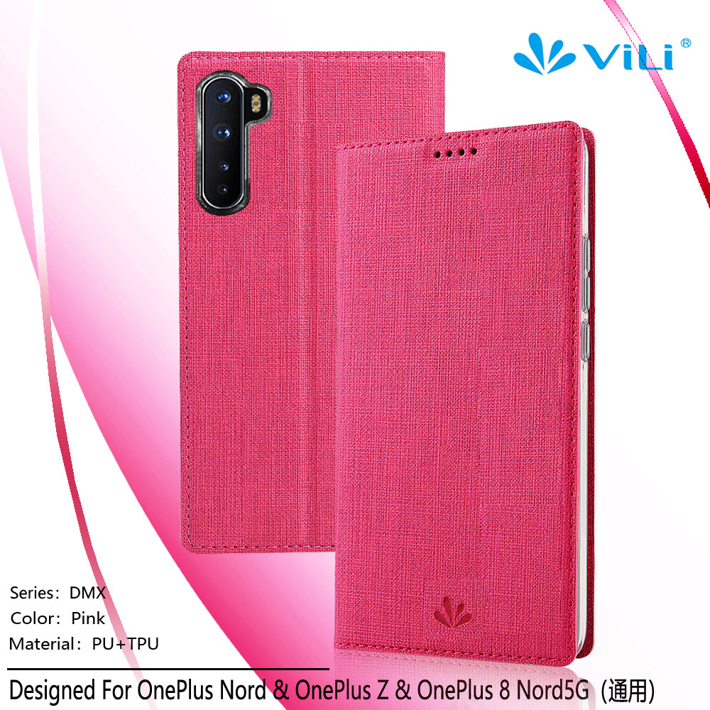 VILI DMX Cross Texture Leather Stand Shell Case for OnePlus Nord/Z/8 Nord 5G