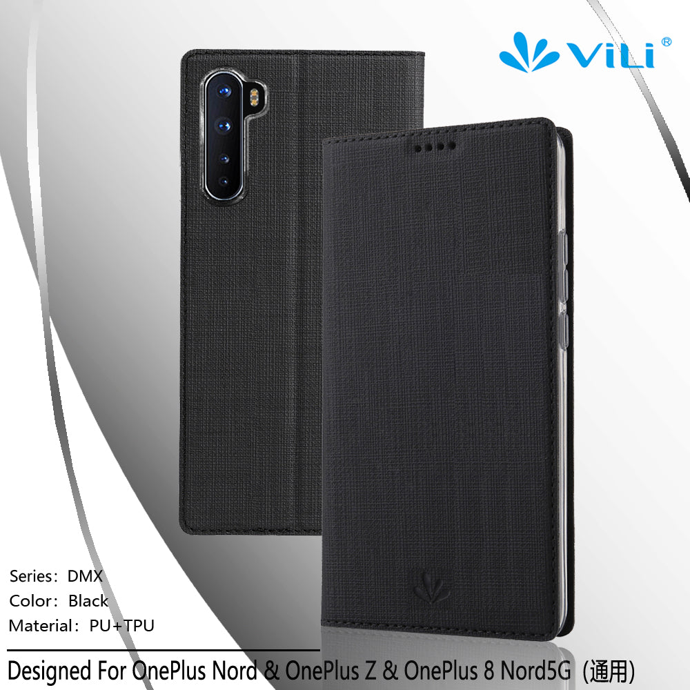 VILI DMX Cross Texture Leather Stand Shell Case for OnePlus Nord/Z/8 Nord 5G