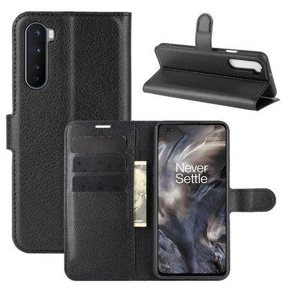 Litchi Texture Wallet Leather Mobile Phone Cover for OnePlus Nord Adjustable Foldable Stand