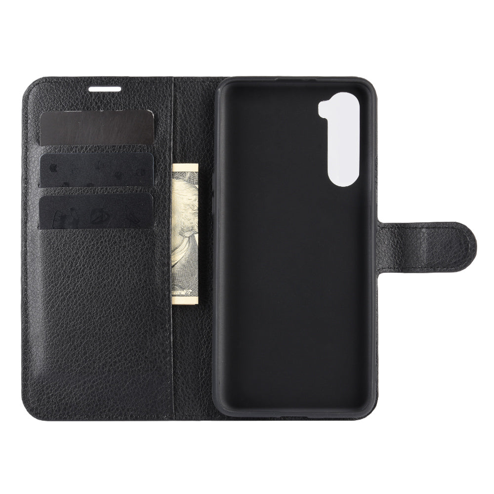 Litchi Texture Wallet Leather Mobile Phone Cover for OnePlus Nord Adjustable Foldable Stand