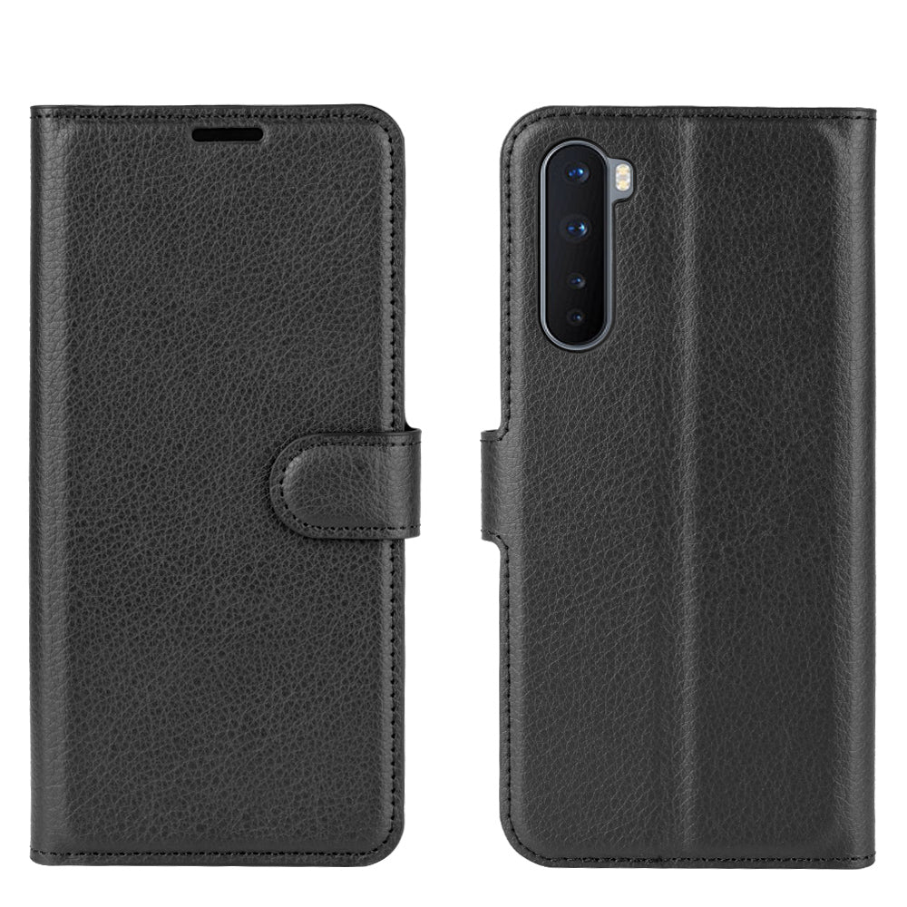 Litchi Texture Wallet Leather Mobile Phone Cover for OnePlus Nord Adjustable Foldable Stand