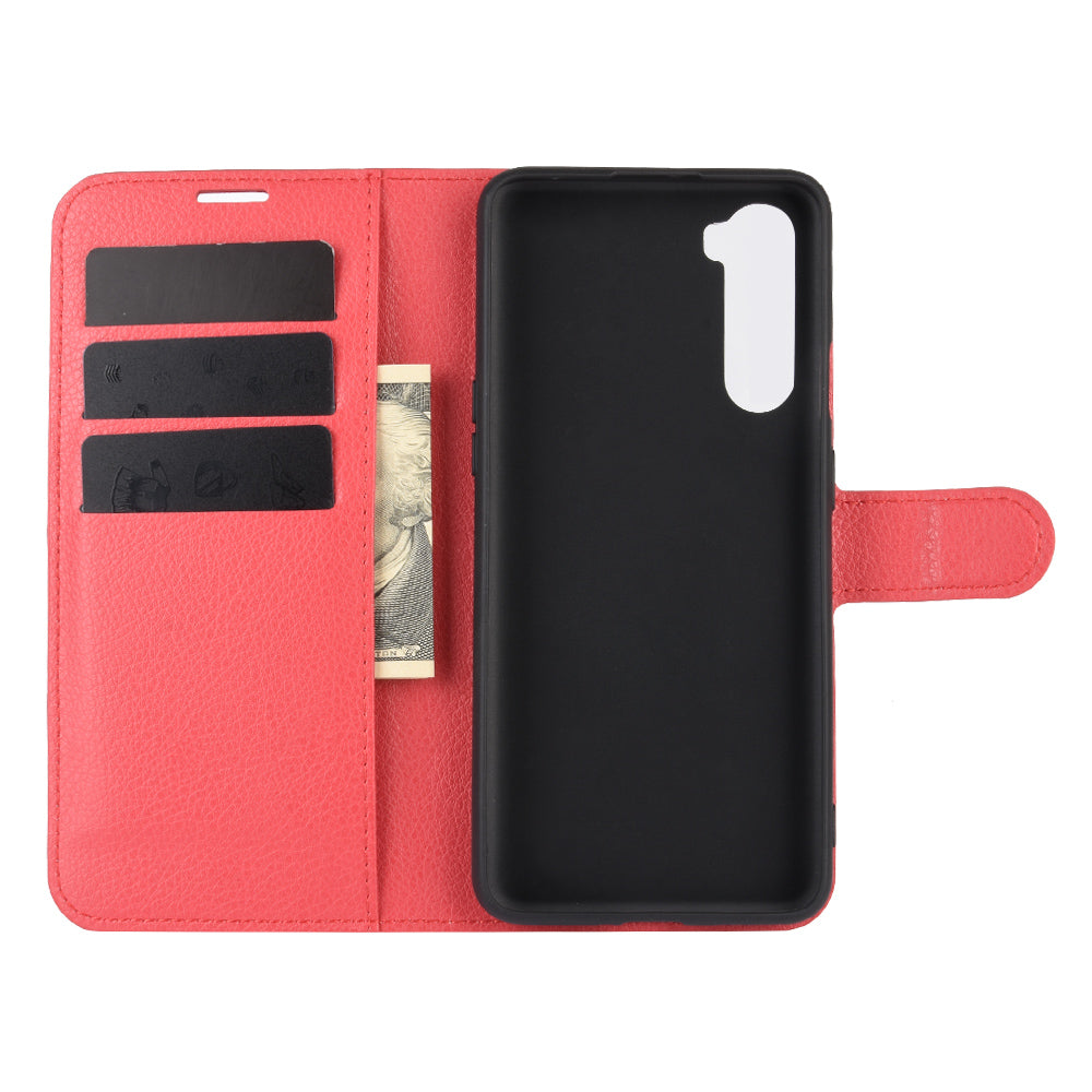 Litchi Texture Wallet Leather Mobile Phone Cover for OnePlus Nord Adjustable Foldable Stand