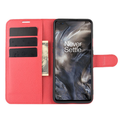 Litchi Texture Wallet Leather Mobile Phone Cover for OnePlus Nord Adjustable Foldable Stand