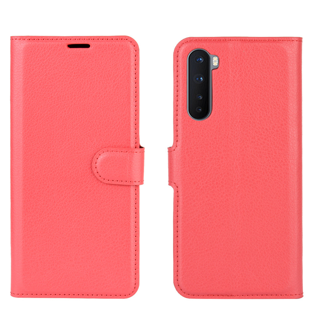 Litchi Texture Wallet Leather Mobile Phone Cover for OnePlus Nord Adjustable Foldable Stand