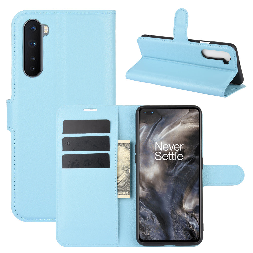 Litchi Texture Wallet Leather Mobile Phone Cover for OnePlus Nord Adjustable Foldable Stand