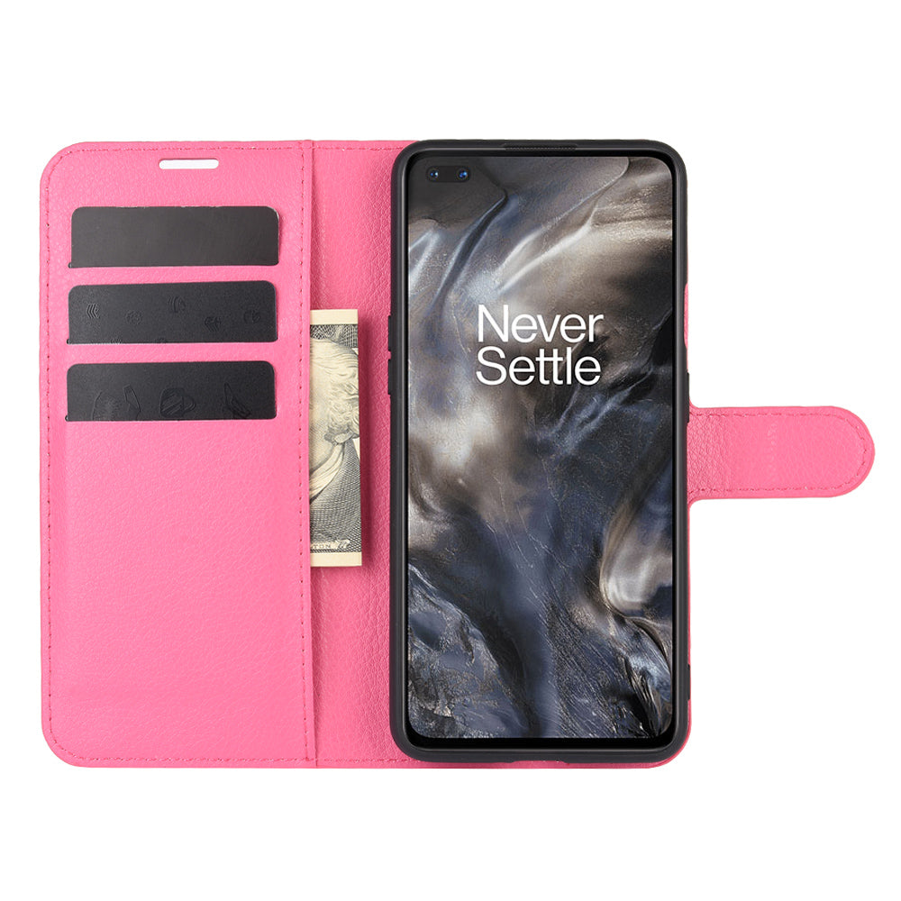 Litchi Texture Wallet Leather Mobile Phone Cover for OnePlus Nord Adjustable Foldable Stand