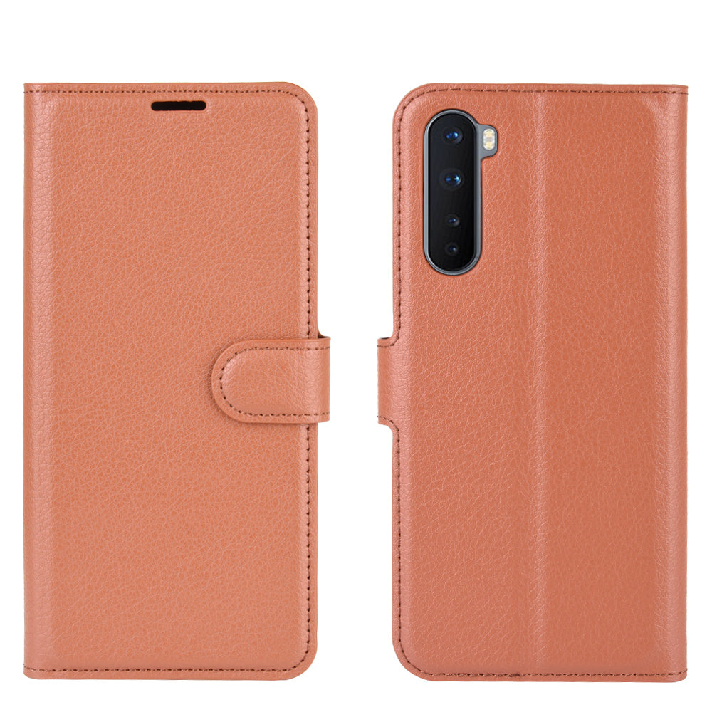 Litchi Texture Wallet Leather Mobile Phone Cover for OnePlus Nord Adjustable Foldable Stand