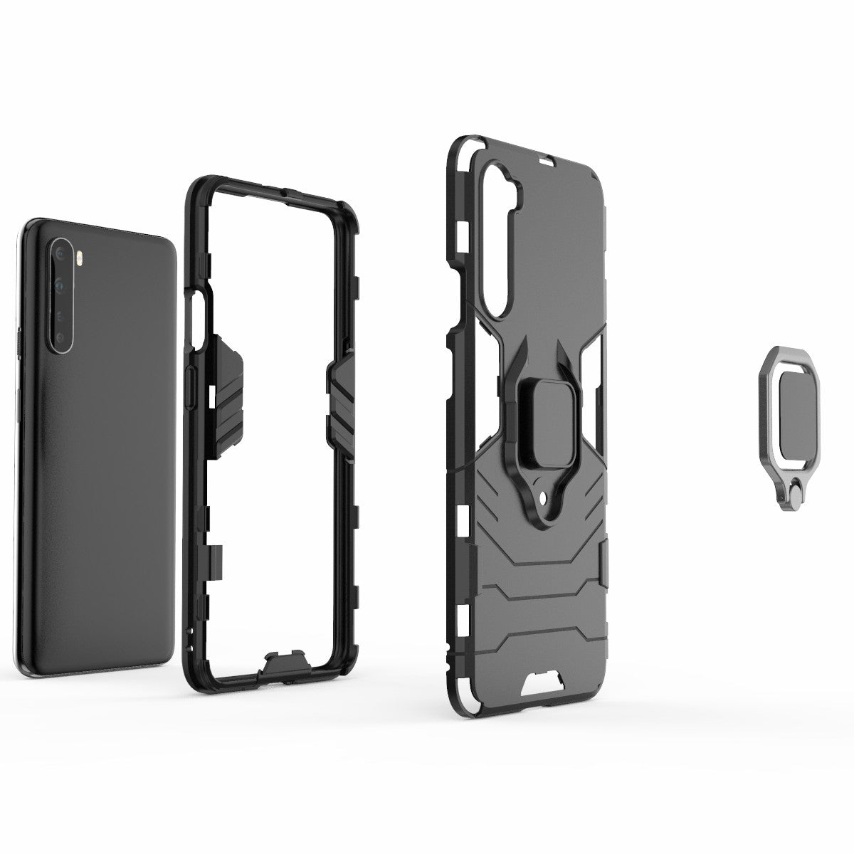 PC + TPU Shell with Finger Ring Holder Kickstand Cover for OnePlus Nord