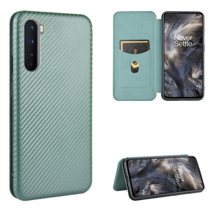 Carbon Fiber Texture Leather Auto-absorbed Phone Casing for OnePlus Nord