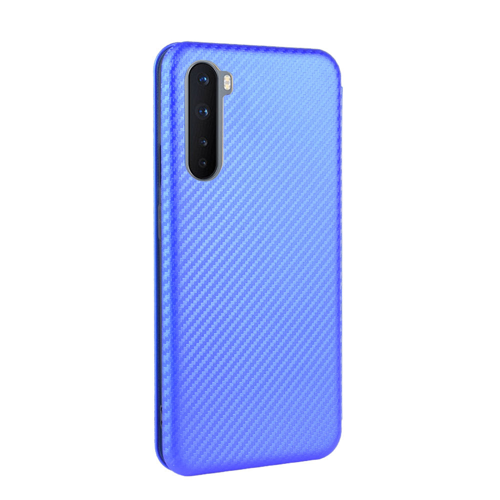 Carbon Fiber Texture Leather Auto-absorbed Phone Casing for OnePlus Nord