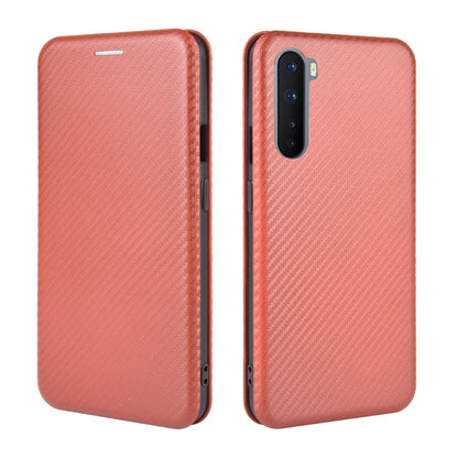 Carbon Fiber Texture Leather Auto-absorbed Phone Casing for OnePlus Nord