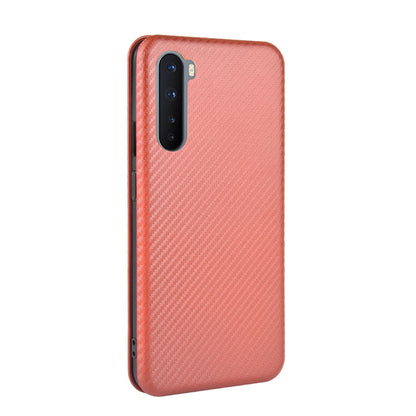 Carbon Fiber Texture Leather Auto-absorbed Phone Casing for OnePlus Nord