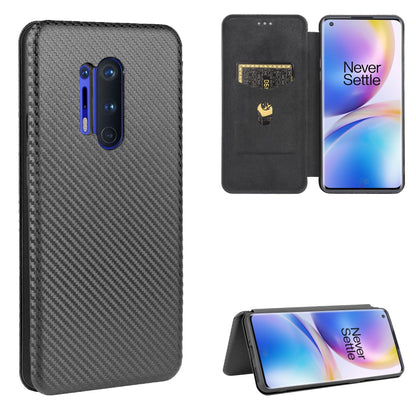 Carbon Fiber Texture Leather Auto-absorbed Phone Casing for OnePlus 8 Pro