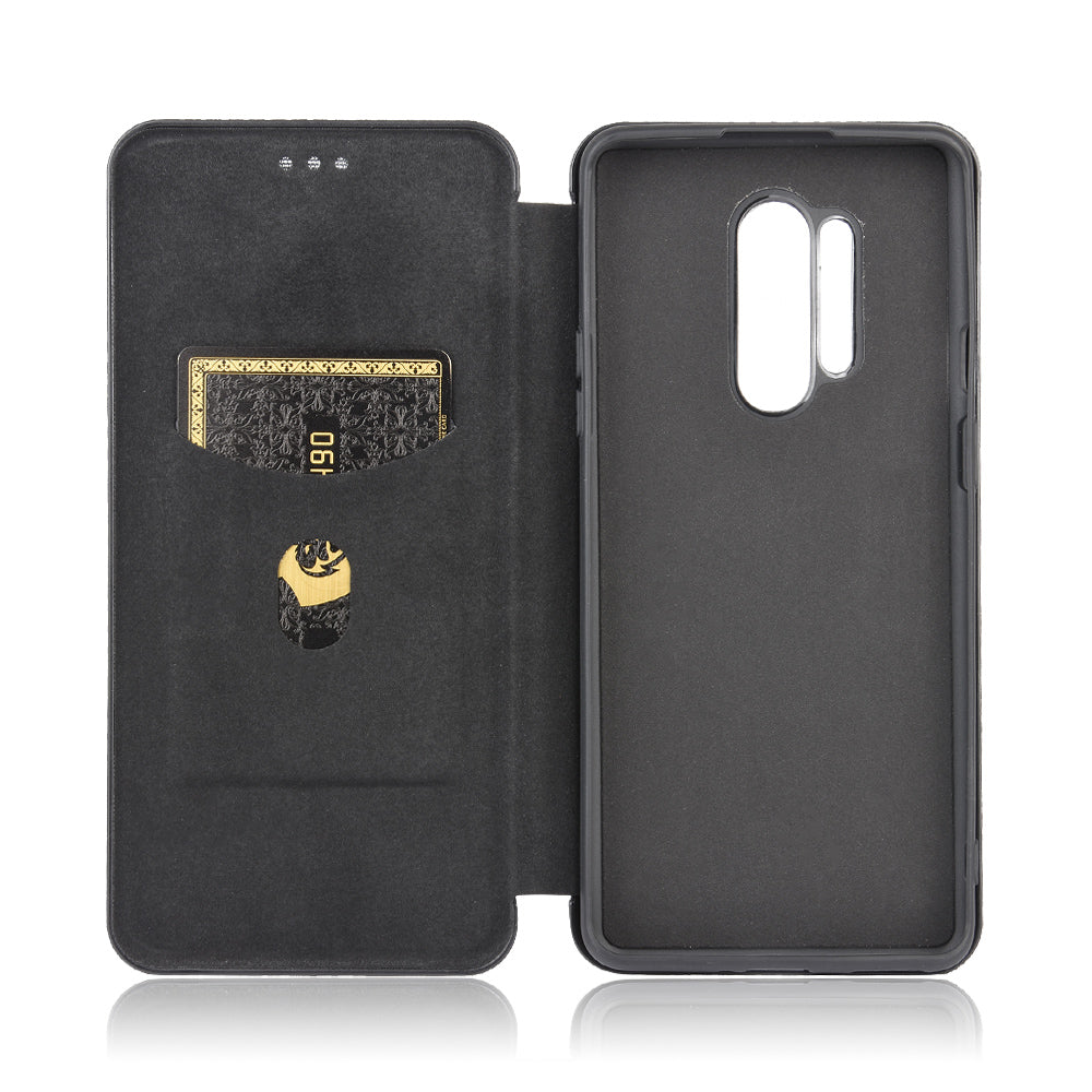 Carbon Fiber Texture Leather Auto-absorbed Phone Casing for OnePlus 8 Pro