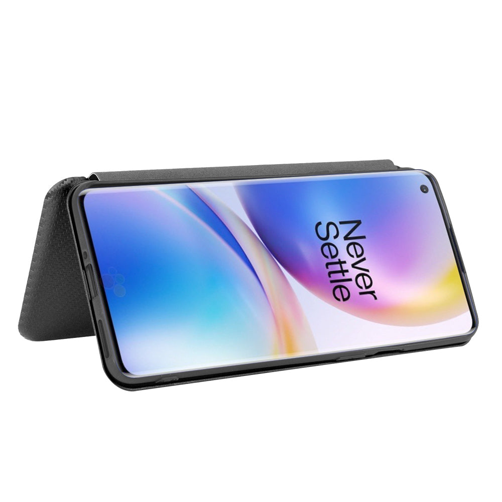 Carbon Fiber Texture Leather Auto-absorbed Phone Casing for OnePlus 8 Pro