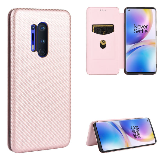 Carbon Fiber Texture Leather Auto-absorbed Phone Casing for OnePlus 8 Pro