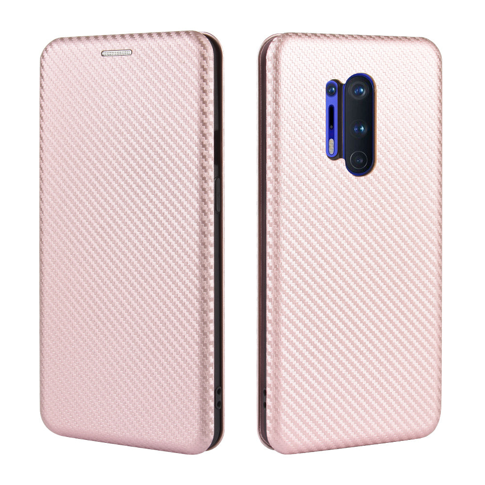 Carbon Fiber Texture Leather Auto-absorbed Phone Casing for OnePlus 8 Pro