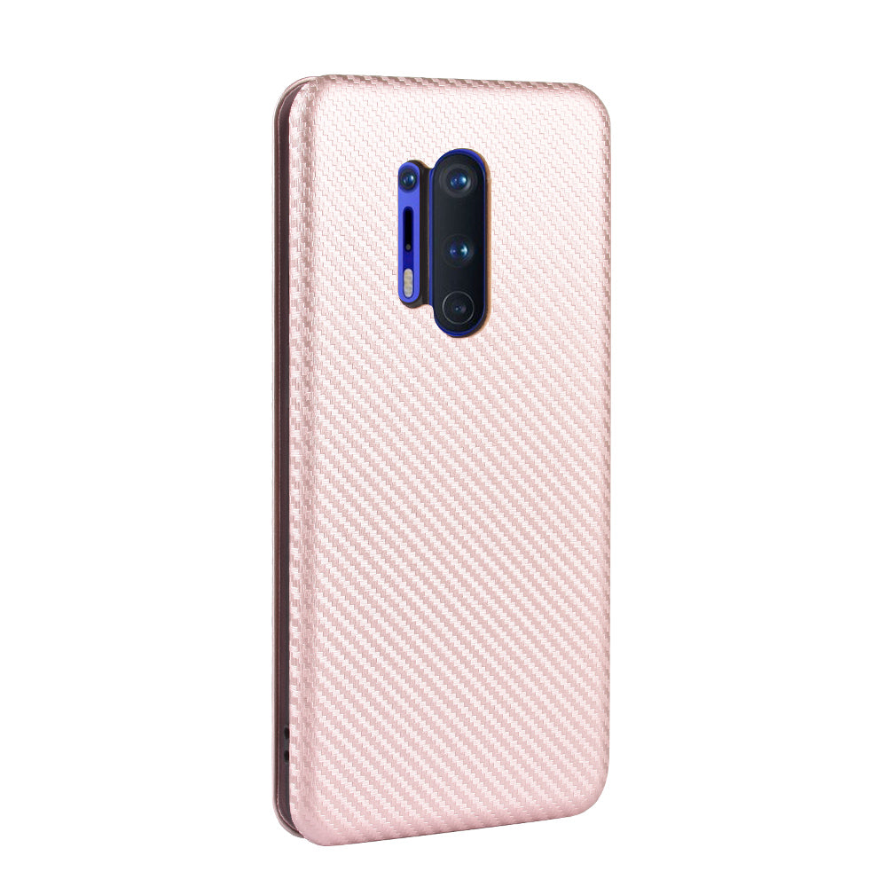 Carbon Fiber Texture Leather Auto-absorbed Phone Casing for OnePlus 8 Pro