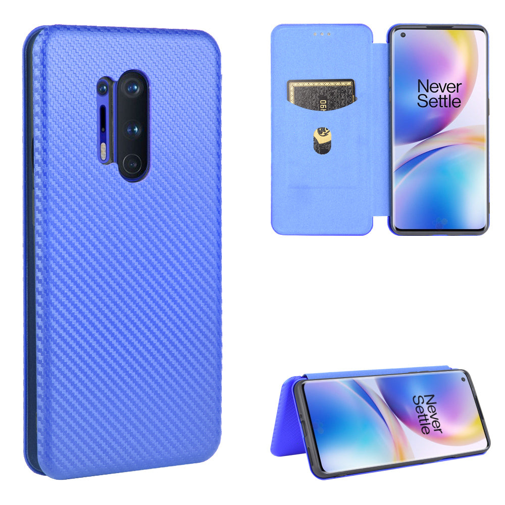 Carbon Fiber Texture Leather Auto-absorbed Phone Casing for OnePlus 8 Pro