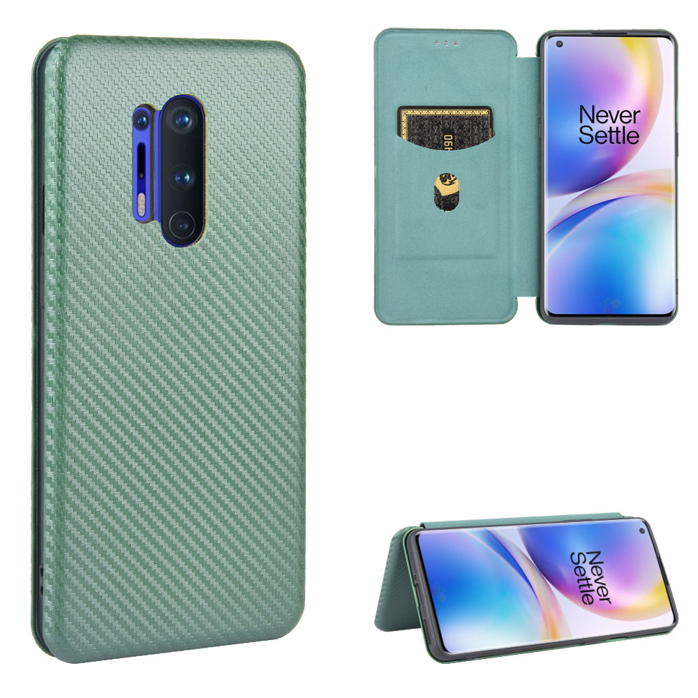 Carbon Fiber Texture Leather Auto-absorbed Phone Casing for OnePlus 8 Pro