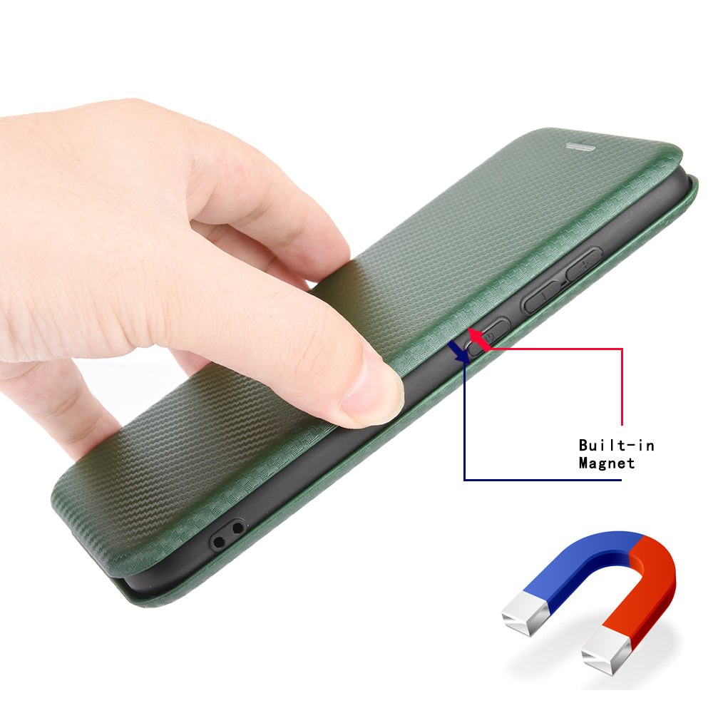 Carbon Fiber Texture Leather Auto-absorbed Phone Casing for OnePlus 8 Pro