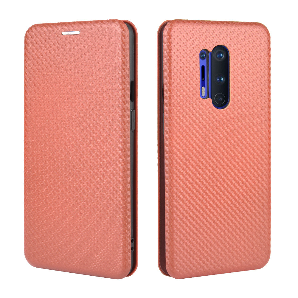 Carbon Fiber Texture Leather Auto-absorbed Phone Casing for OnePlus 8 Pro