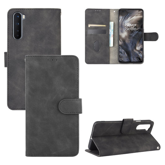 Skin-touch Wallet Stand Leather Flip Shell for OnePlus Nord