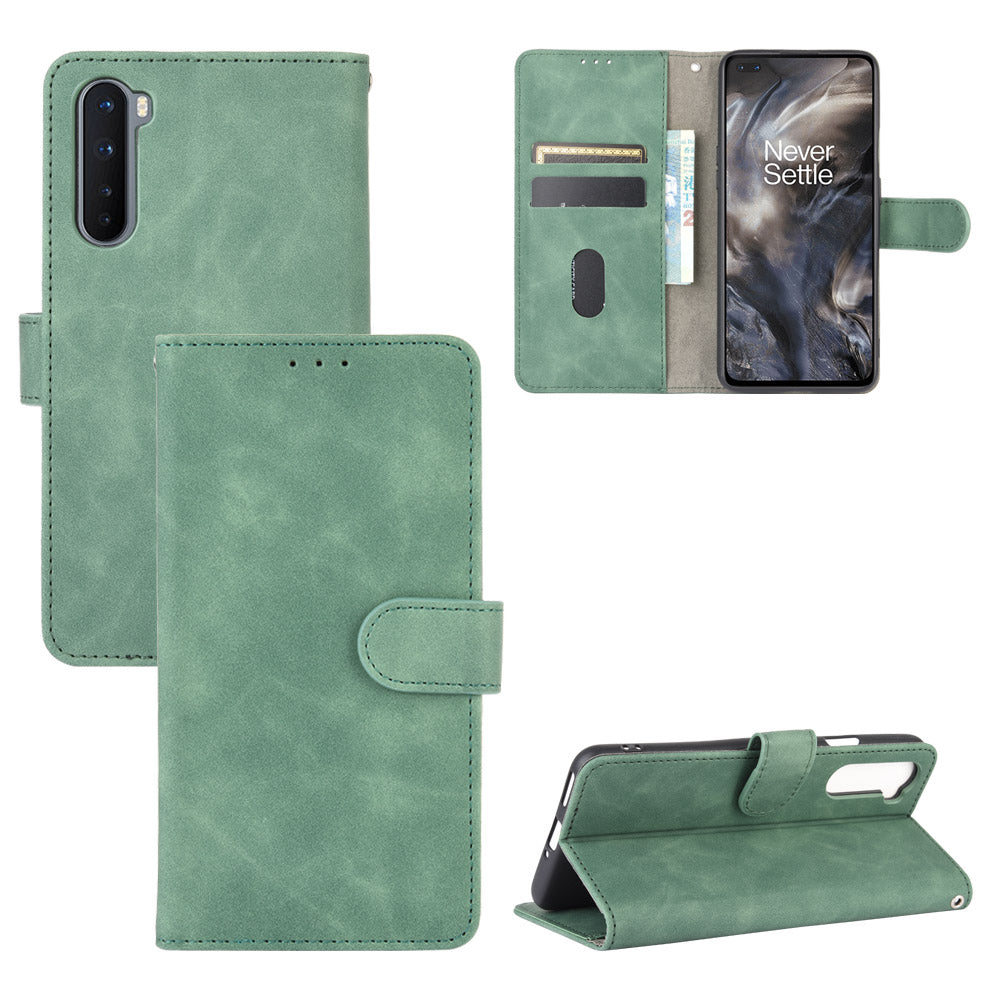 Skin-touch Wallet Stand Leather Flip Shell for OnePlus Nord