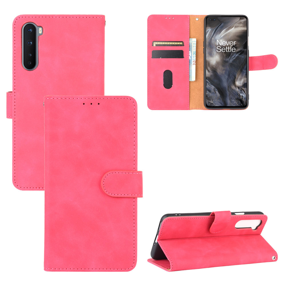 Skin-touch Wallet Stand Leather Flip Shell for OnePlus Nord