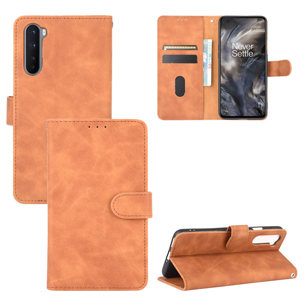 Skin-touch Wallet Stand Leather Flip Shell for OnePlus Nord