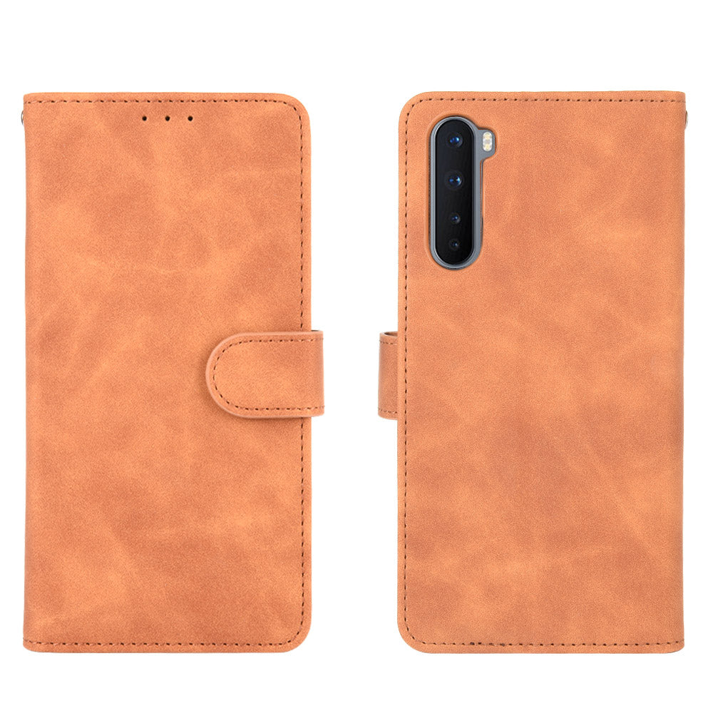 Skin-touch Wallet Stand Leather Flip Shell for OnePlus Nord