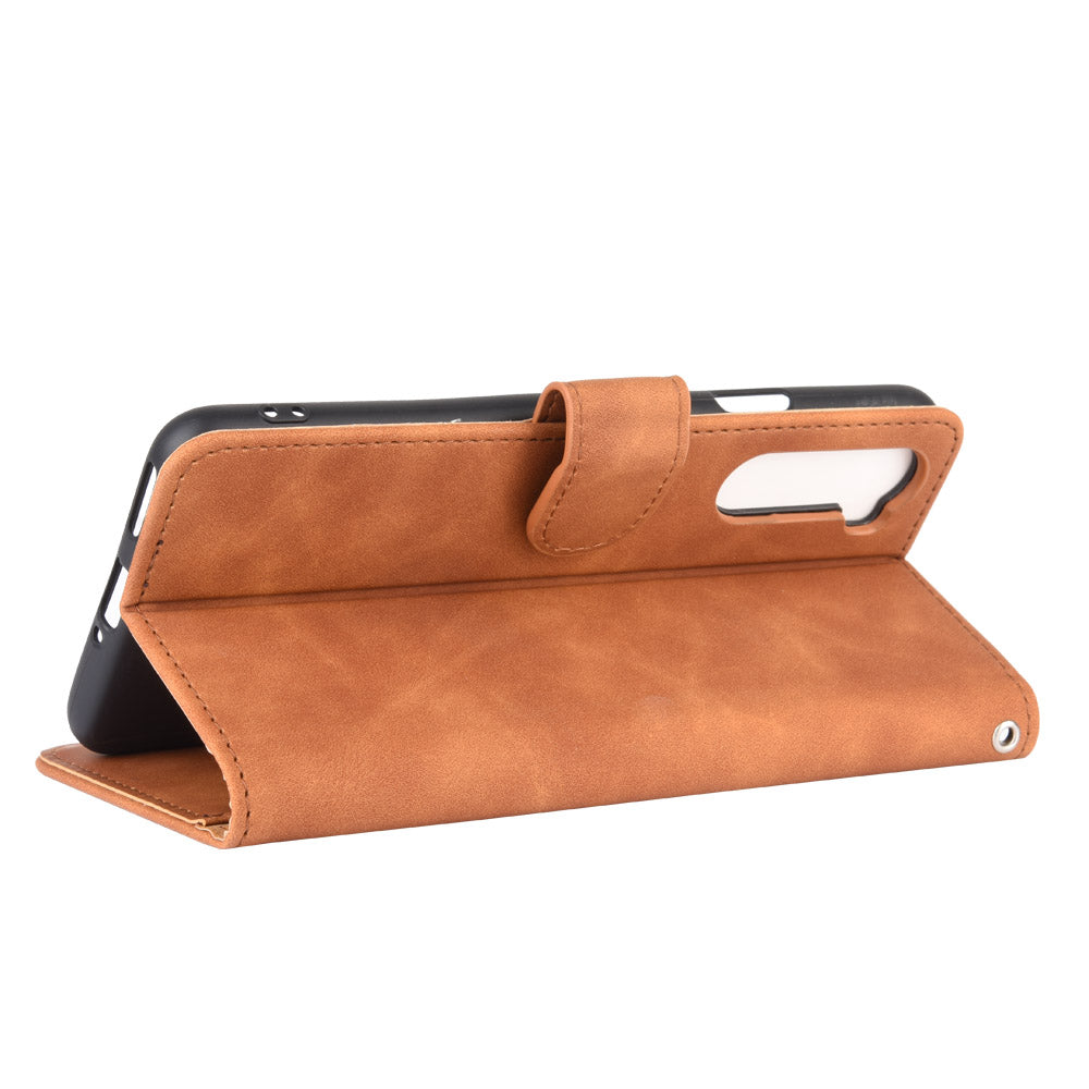 Skin-touch Wallet Stand Leather Flip Shell for OnePlus Nord