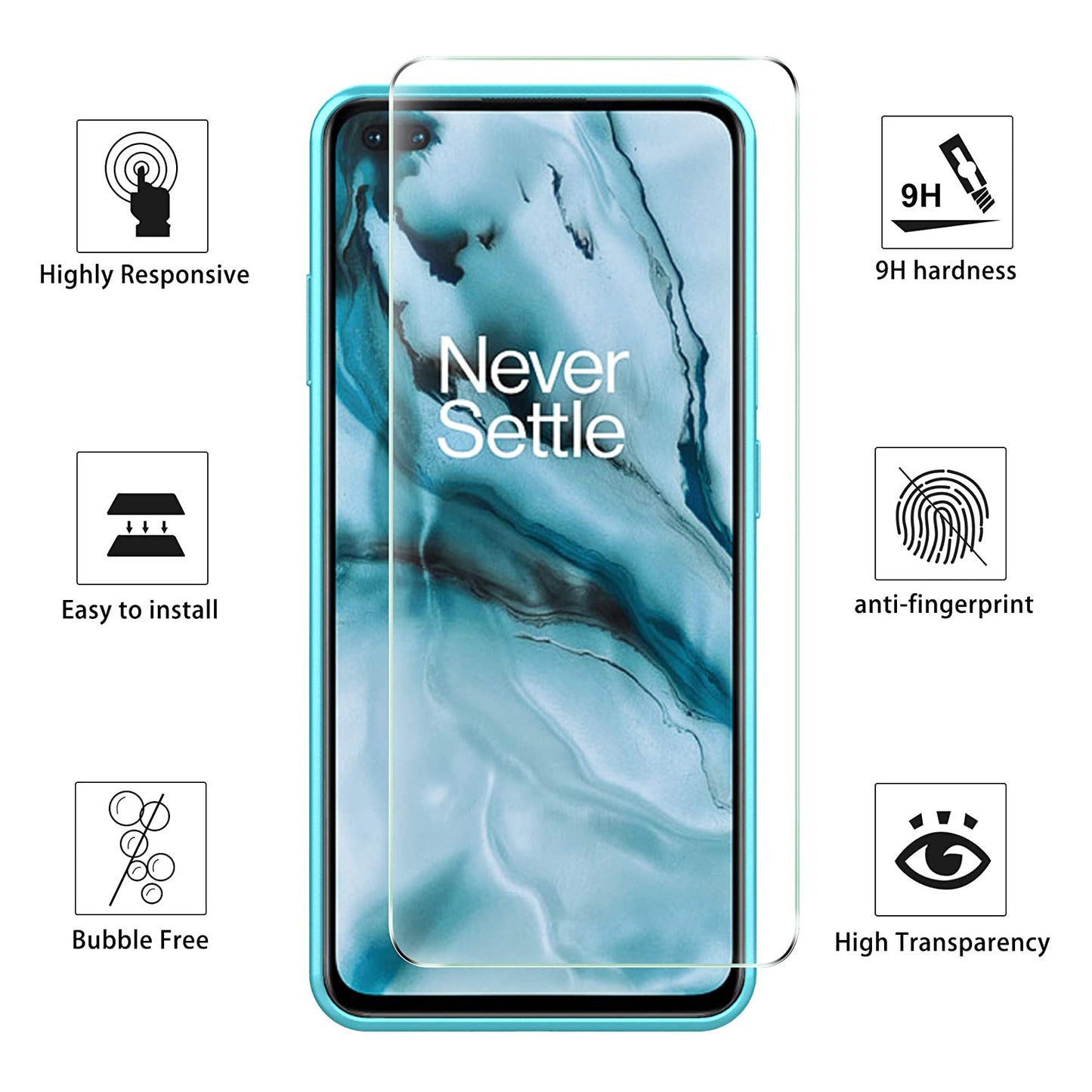 TPU Cover Phone Case for OnePlus Nord + Tempered Glass Screen Protector