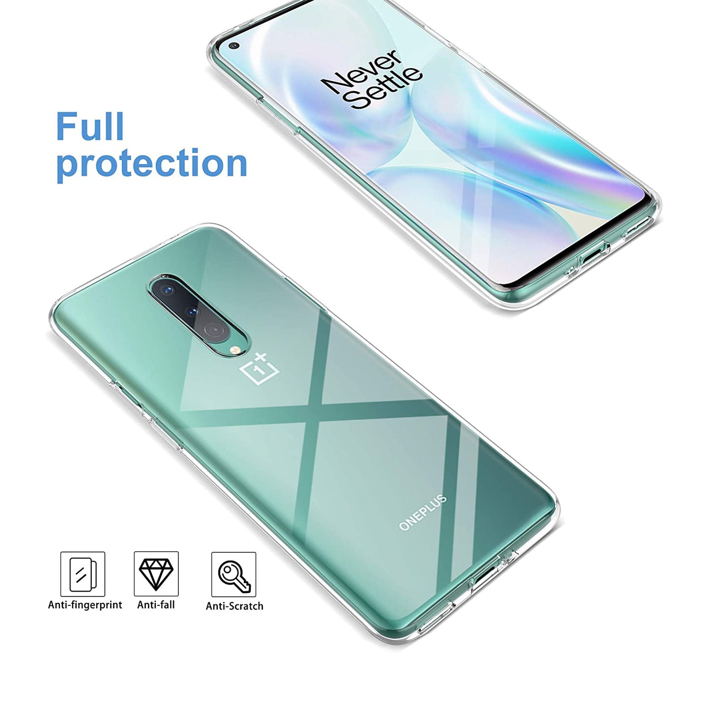 TPU Cover Phone Case + Tempered Glass Screen Protector for OnePlus 8