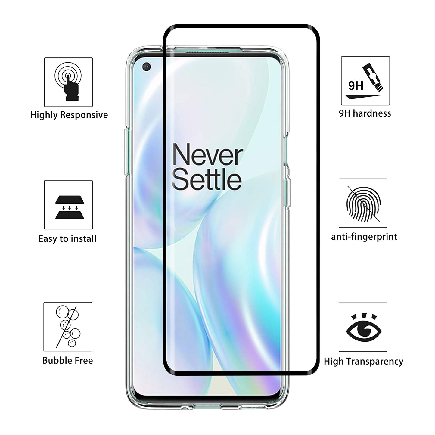 TPU Cover Phone Case + Tempered Glass Screen Protector for OnePlus 8