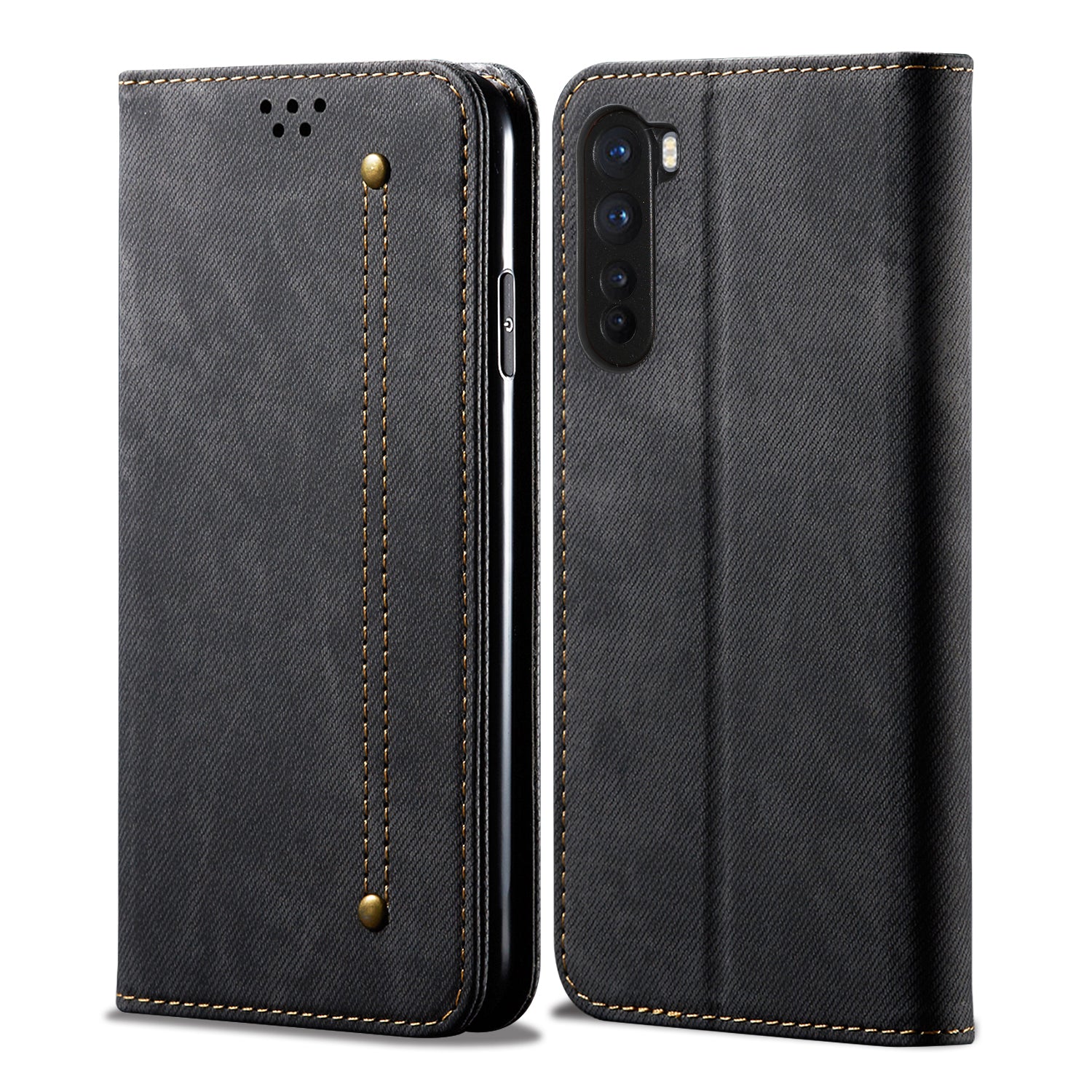 Vintage Style Jeans Cloth Texture Wallet Flip Leather Case for OnePlus Nord