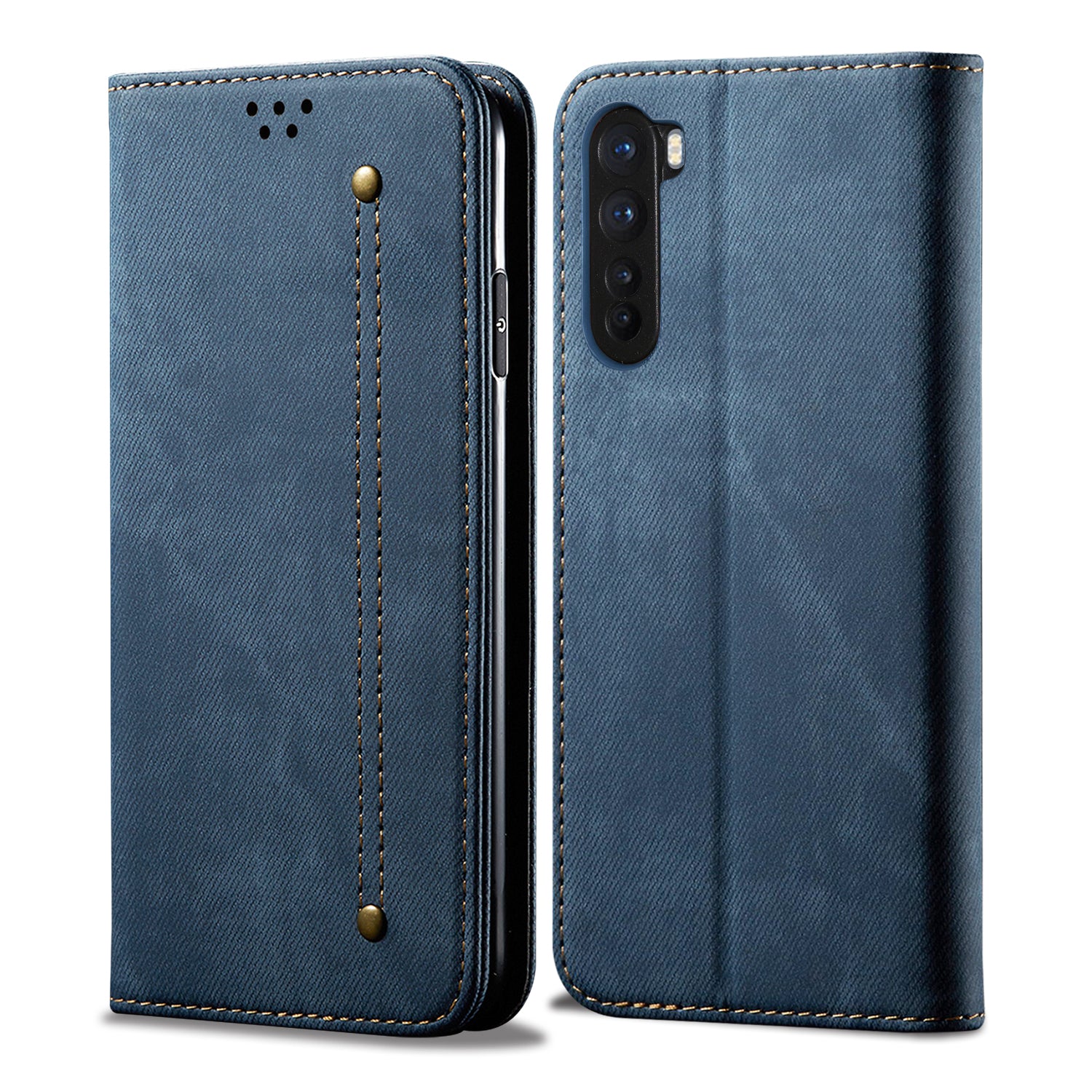 Vintage Style Jeans Cloth Texture Wallet Flip Leather Case for OnePlus Nord