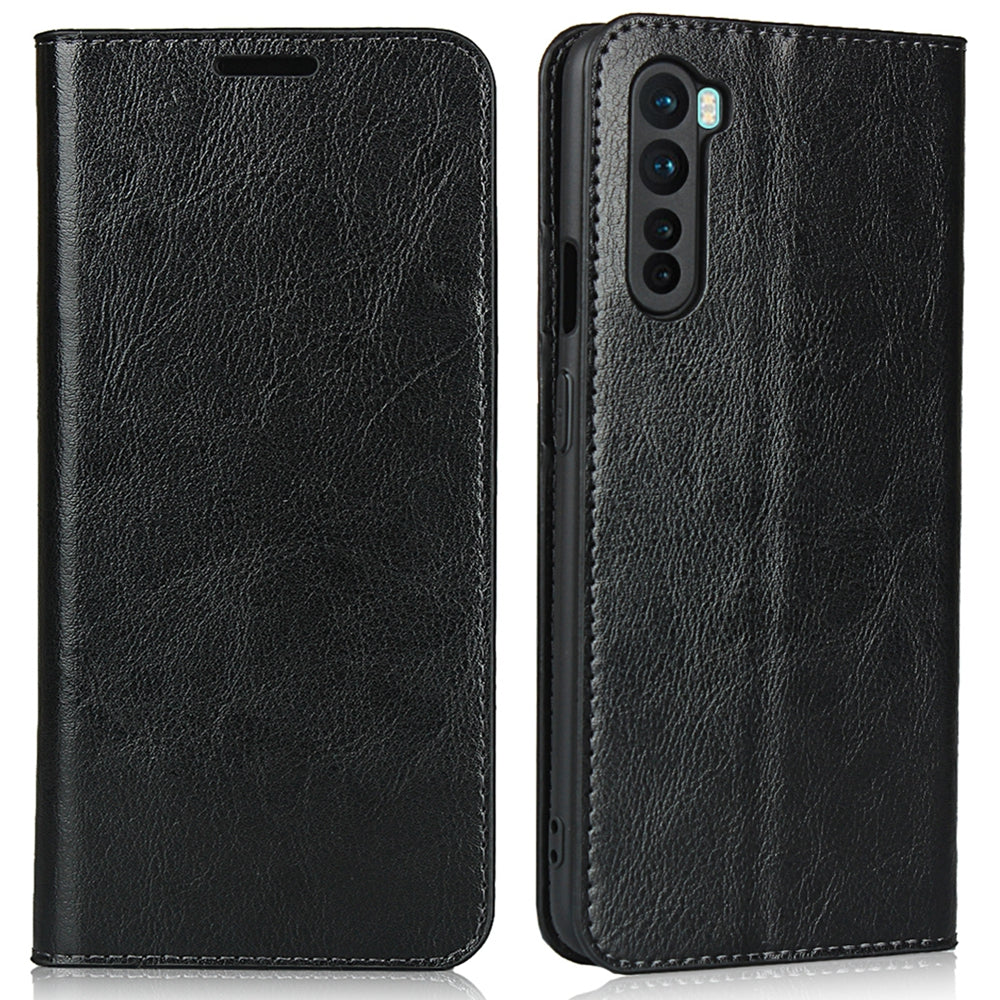 For OnePlus Nord Crazy Horse Genuine Leather Cover + TPU Inner Case with Wallet and Stand