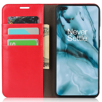 For OnePlus Nord Crazy Horse Genuine Leather Cover + TPU Inner Case with Wallet and Stand