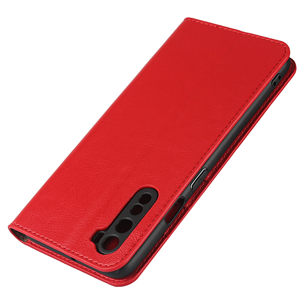 For OnePlus Nord Crazy Horse Genuine Leather Cover + TPU Inner Case with Wallet and Stand