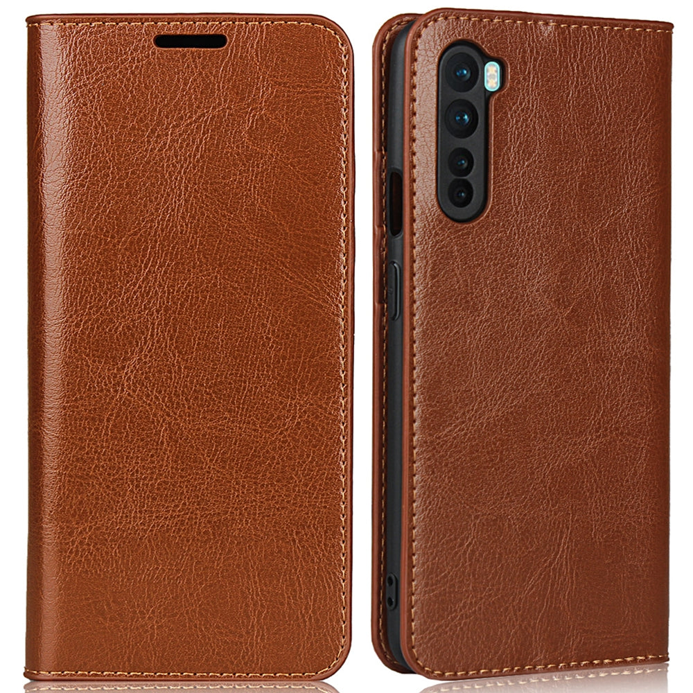 For OnePlus Nord Crazy Horse Genuine Leather Cover + TPU Inner Case with Wallet and Stand