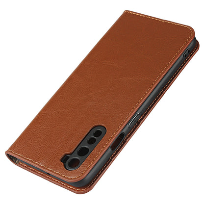 For OnePlus Nord Crazy Horse Genuine Leather Cover + TPU Inner Case with Wallet and Stand