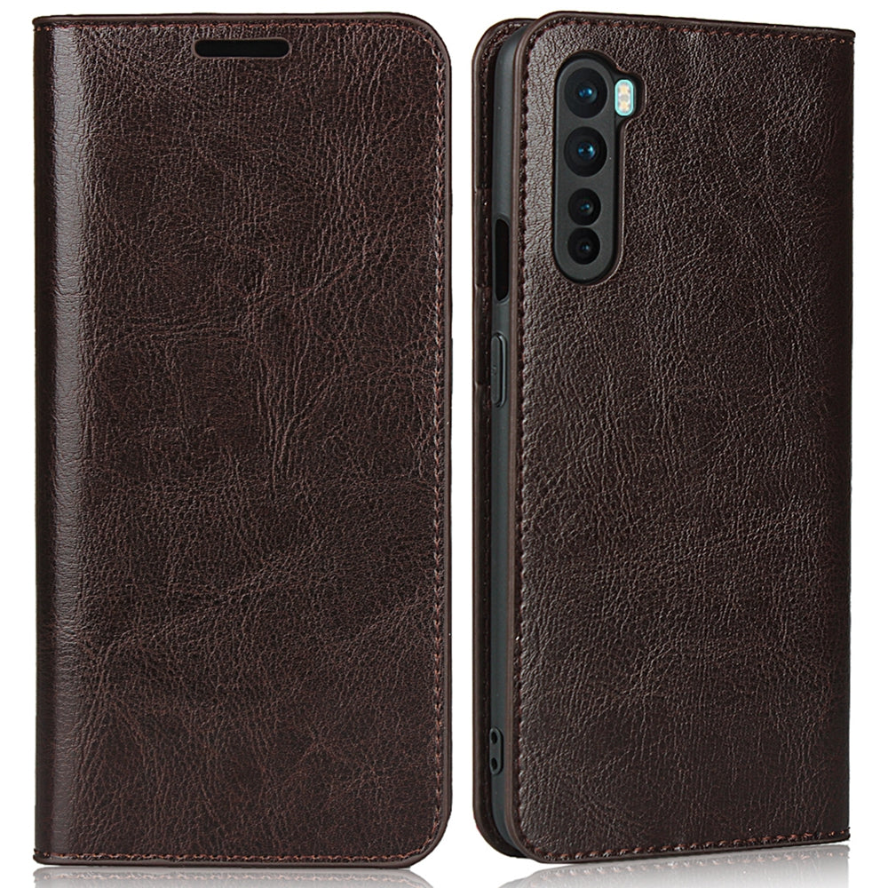 For OnePlus Nord Crazy Horse Genuine Leather Cover + TPU Inner Case with Wallet and Stand