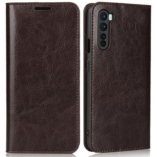 For OnePlus Nord Crazy Horse Genuine Leather Cover + TPU Inner Case with Wallet and Stand