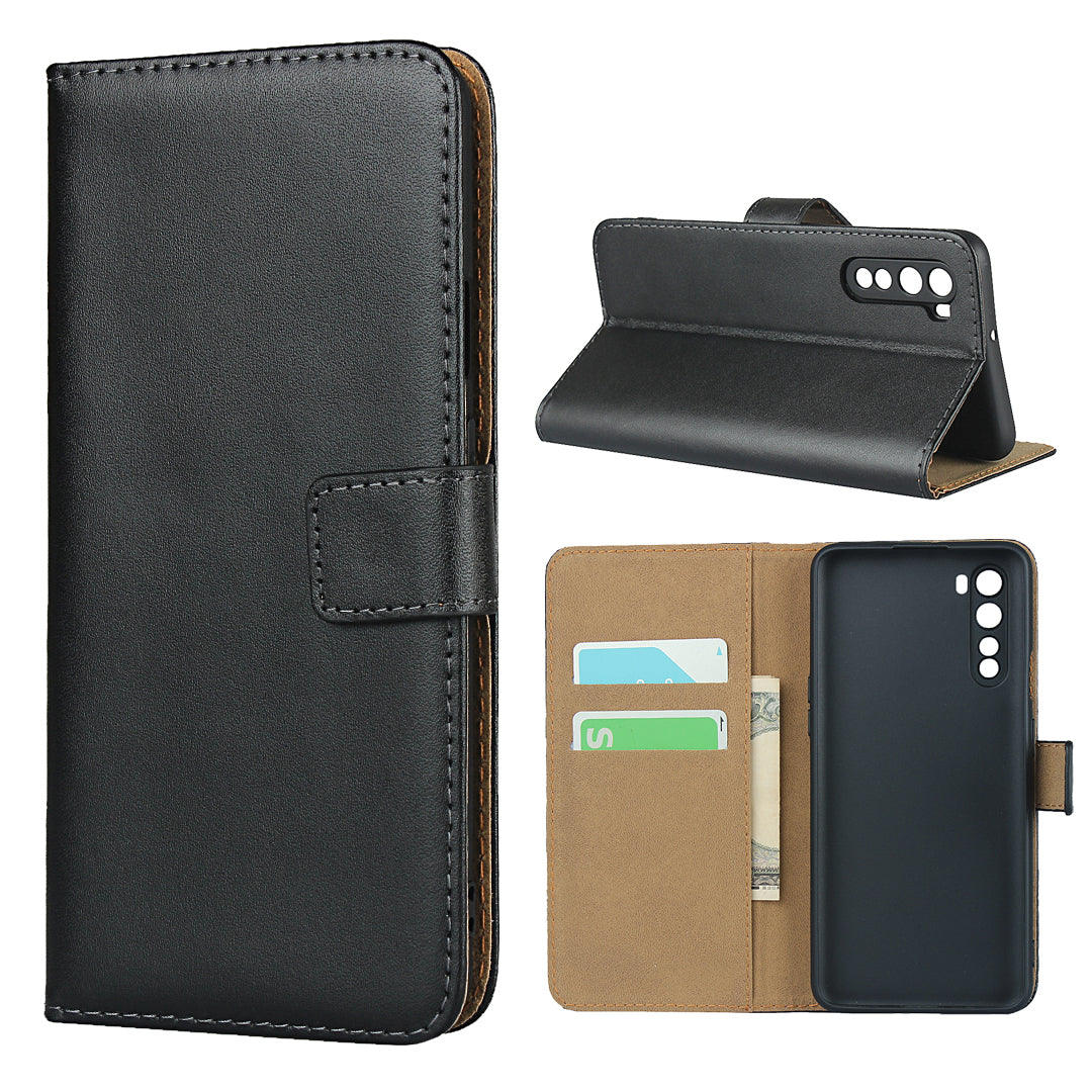 Genuine Leather Stand Wallet Case Accessory for OnePlus Nord